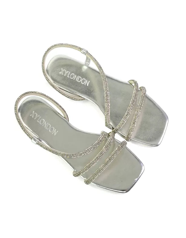 Diamante Flat Sandals Square Toe Sandals XY London xylondon