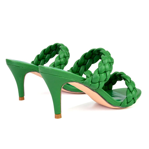 Pink | XY London | pink heels,pink high heels,pink mid heels,pink mules,pink woven sandal heels