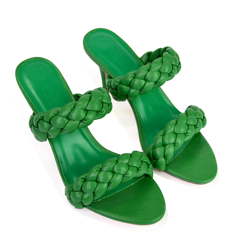 Green | XY London | green heels,green high heels,green mid heels,green mules,green woven strap heels