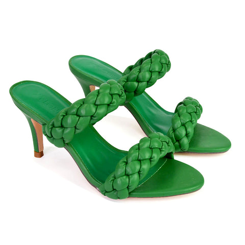 Green | XY London | green heels,green high heels,green mid heels,green mules,green woven strap heels