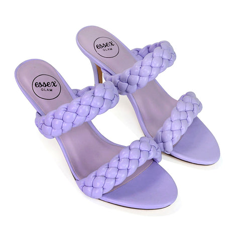 Lilac | XY London | purple heels,purple high heels,purple mid heels,purple mules,purple woven straps sandals