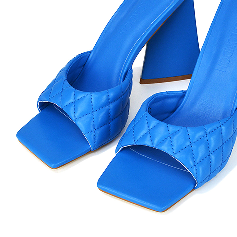 Blue | XY London | Blue Heels,Blue High Heels,Blue Sculptured Heels,Blue Flared Heels,Blue Quilted Heels
