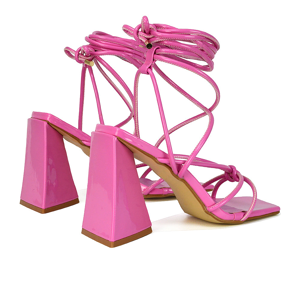 Pink Patent | XY London | Pink Heels,Pink High Heels,Pink Block Heels,Pink Strappy Heels,Pink Block High Heels,Pink Flared Heels,Pink Sculptured Heels,Pink Lace Ups