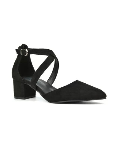 Black Synthetic Leather | XY London | black heels,black mid heels,black block heels,black mid block heels,black court shoes,black court heels