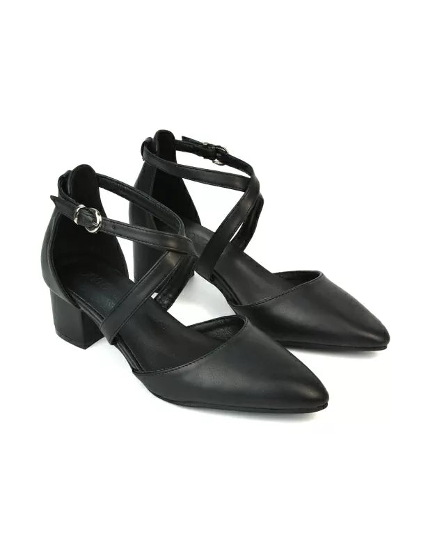Black Synthetic Leather | XY London | black heels,black mid heels,black block heels,black mid block heels,black court shoes,black court heels