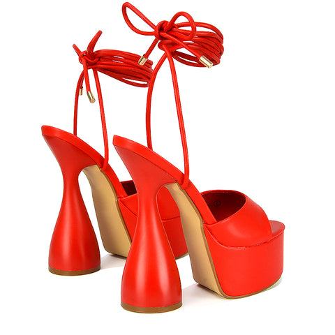 Red lace up stiletto heels cheap