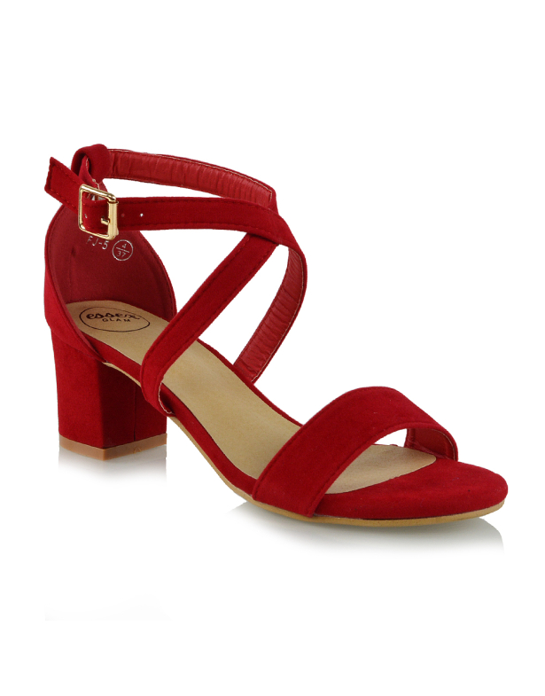 red low block heels